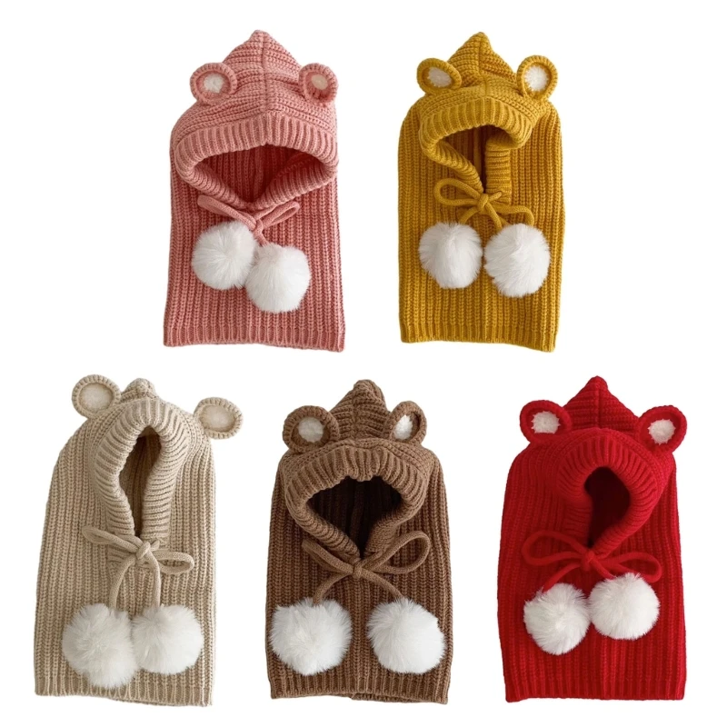 Winter Hat Kid Ear Protections Hat Scarf Soft Knitted Baby Bonnet Cap Scarf for Boy Girl Newborn Infant Hat Neckerchief