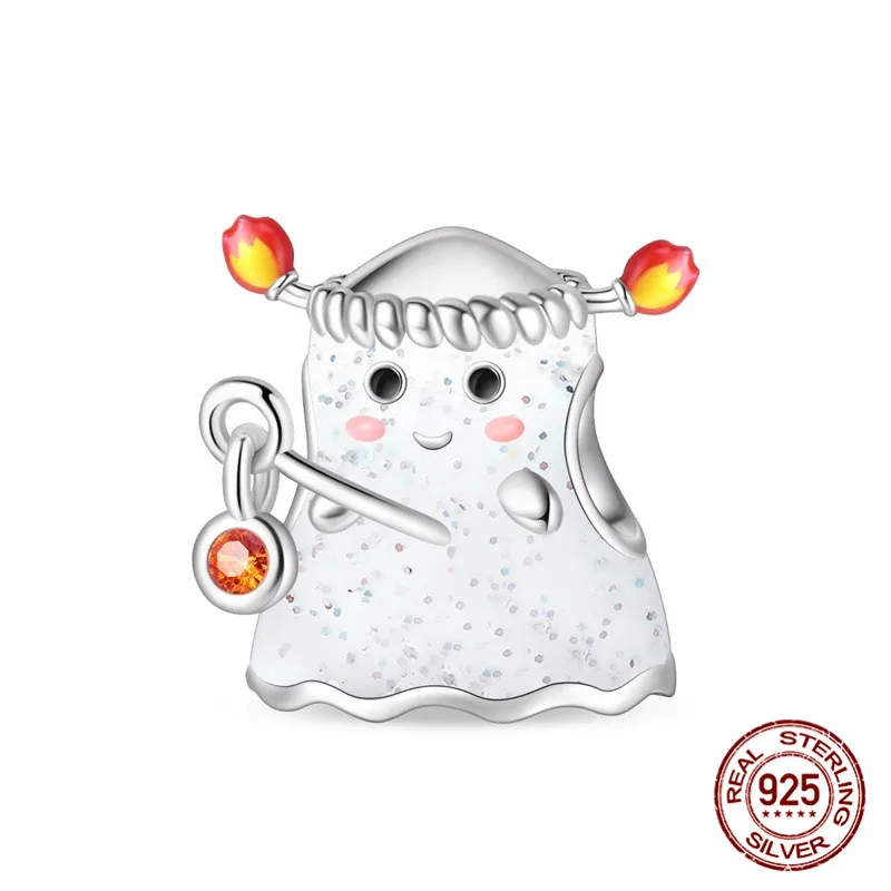 

925 Sterling Silver Elf Pendant Bead Inlaid with Zircon Paired with an Original Bracelet DIY Womens Jewelry Gift