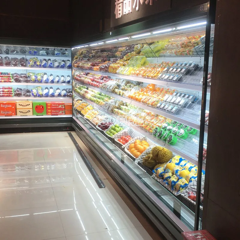 FOODLINE Customized Supermarket Vegetable Fruits Milk Vertical Display Refrigerator Multideck Open Chiller Commercial Equipment