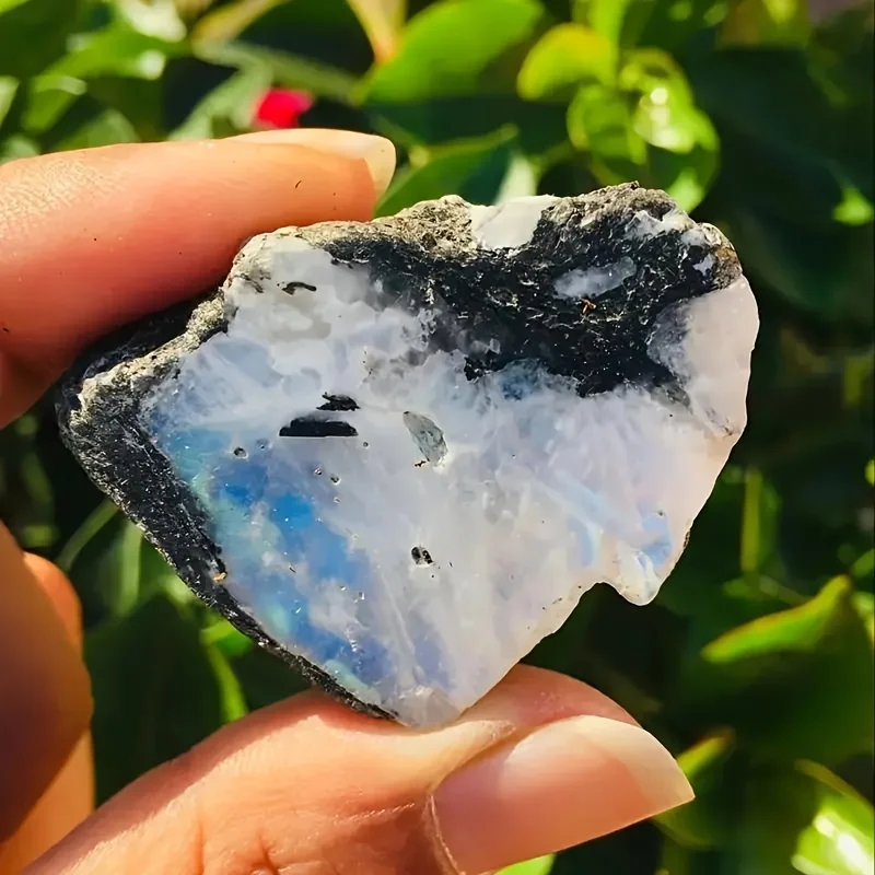 حجر القمر البوهيمي الخام - قزحي الألوان الطبيعي، مثالي لديكور المنزل للعلاج العطري وهدايا اليوغا والمجموعات المعدنية. حجر كريستال #4