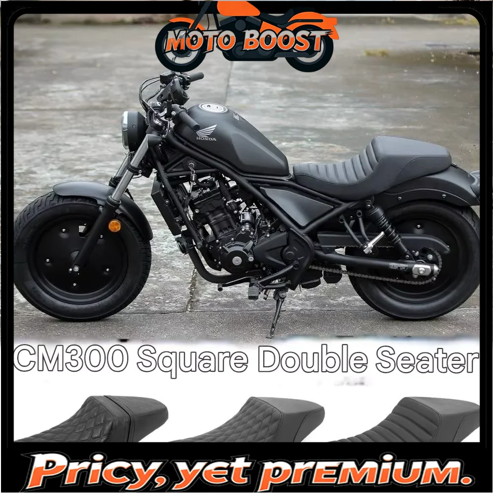 For Rebel CM300 CM500 Hump Style Cafe Racer Seat - Retro Caterpillar Stitch Comfort Cushion Ergonomic Pressure Relief Design