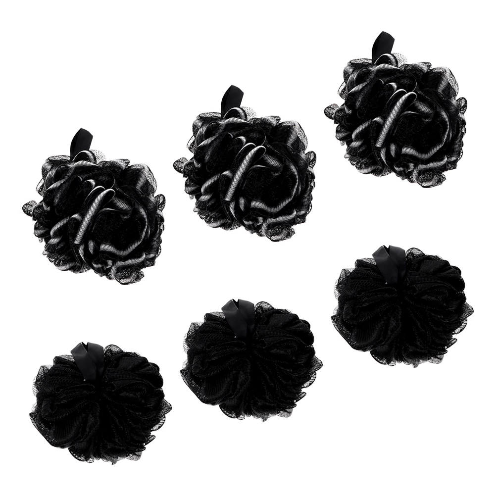 

6 pcs Bamboo Charcoal Bath Loofah Balls Soft Shower Sponge For Deep Cleansing Exfoliating Body Scrubber Hygienic Home Hotel Use