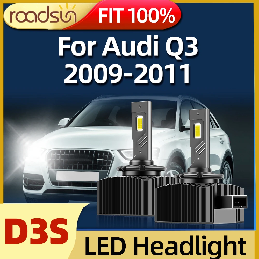 

Roadsun 2PCS Car D3S LED Headlight Bulb 110W CSP Chip Light 6000K White Fit For Audi Q3 2009 2010 2011