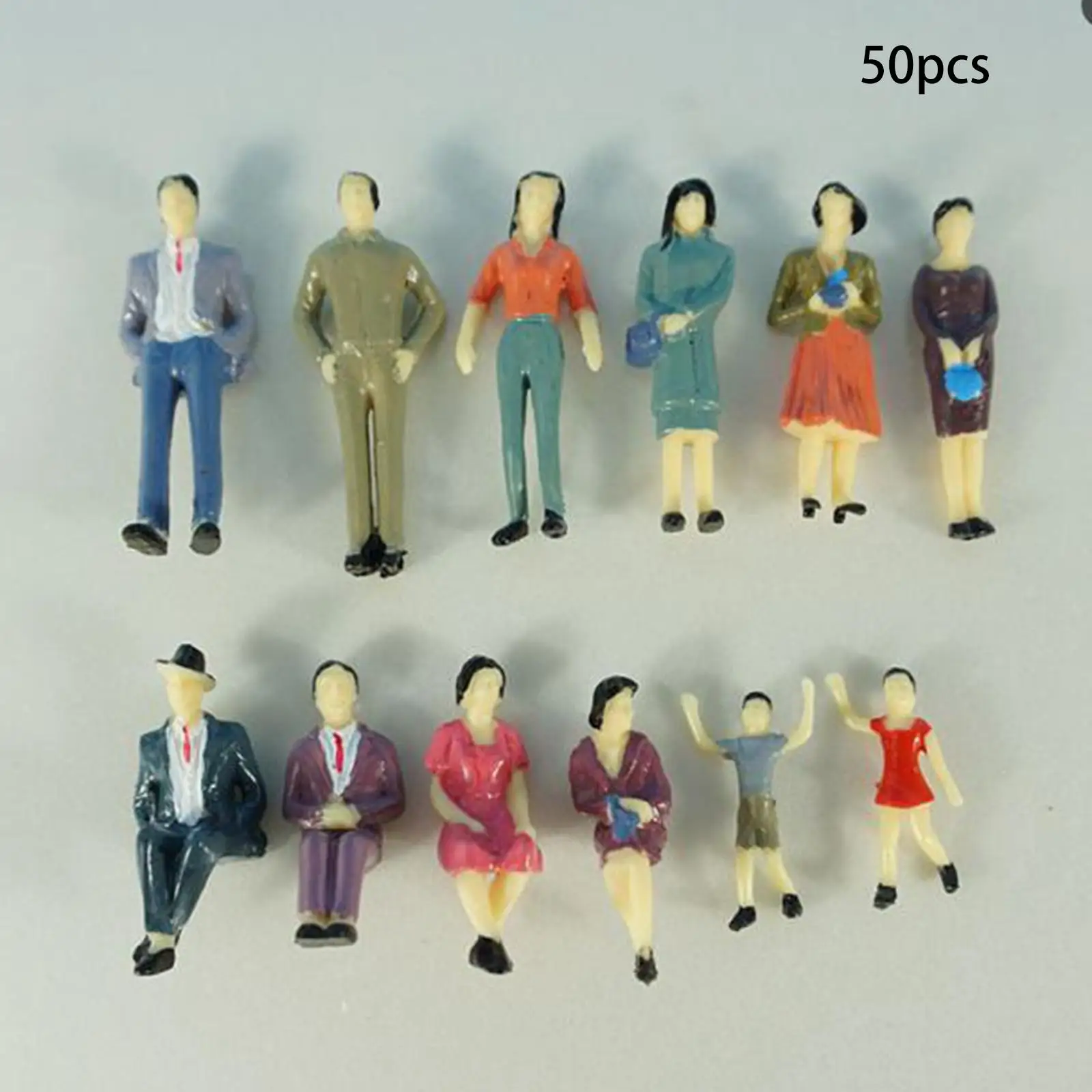 

50x Mini People Figures Dollhouse People 1:36 Scale Compact for Miniature Scenes Collection Crafts Realistic Painted Figures