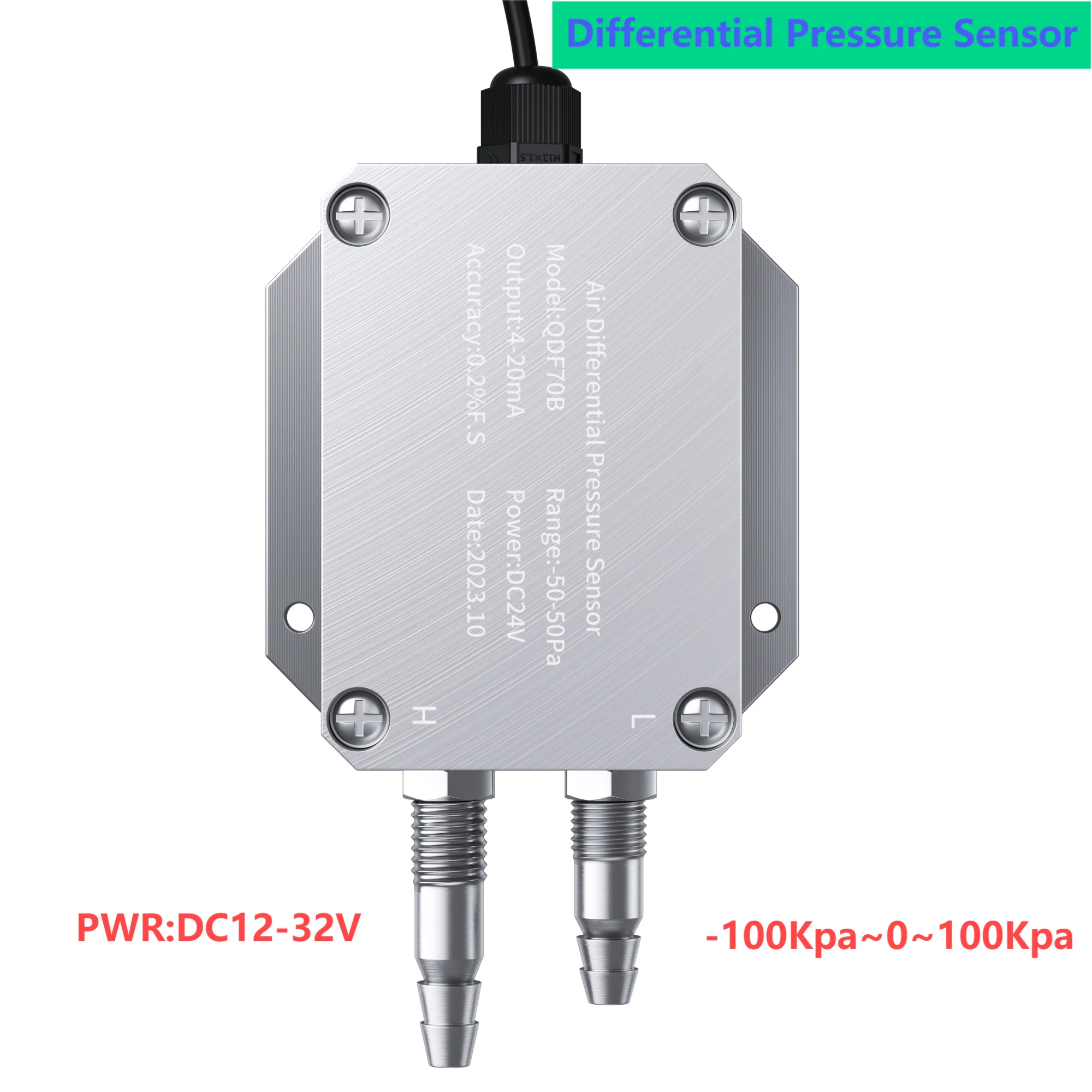 

Air Differential Pressure Transmitter 4-20mA 0-10V 0-5V 1-5V Air Pressure Converter -10-10Kpa 100Pa Wind Pressure Sensor