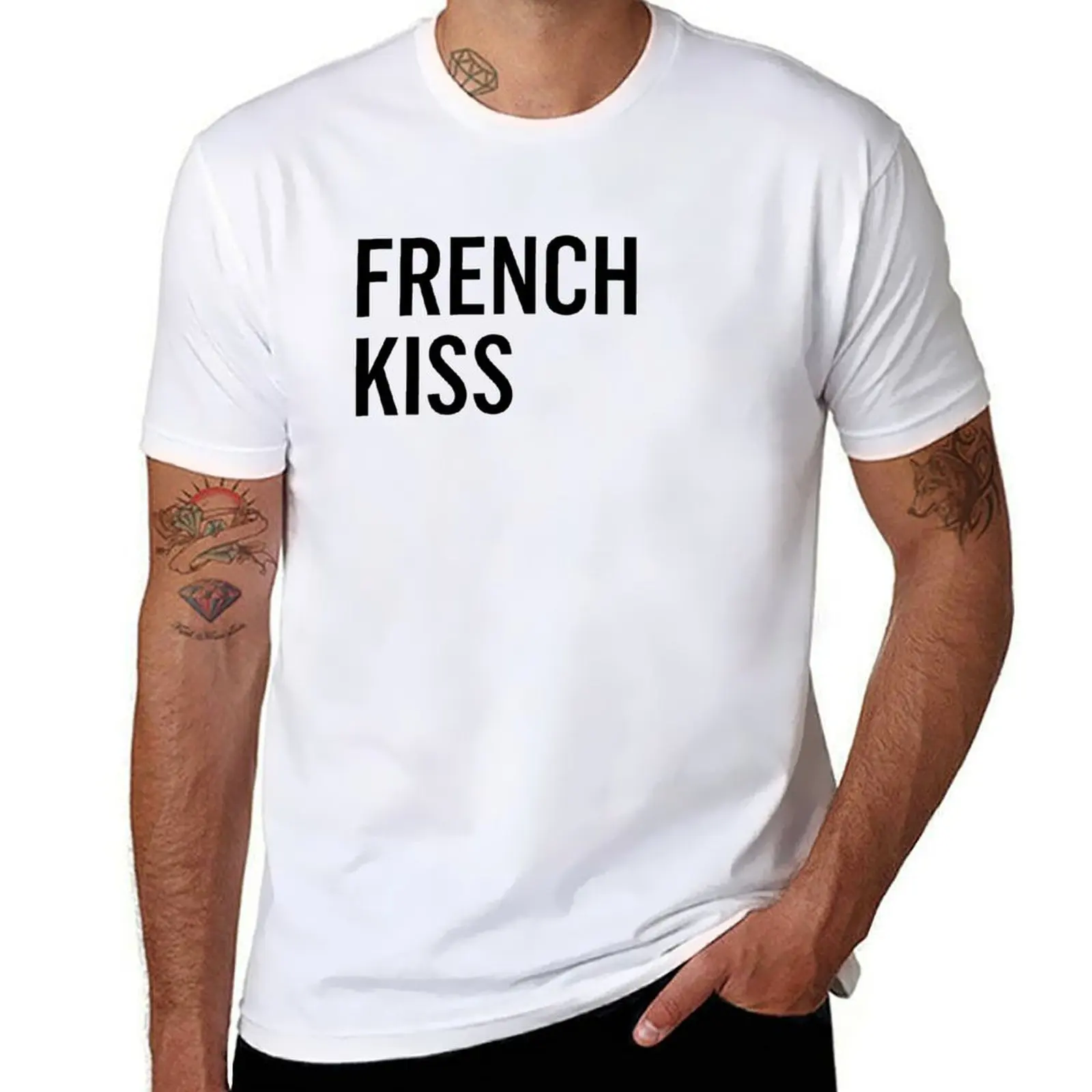 

man cotton t cotton T-Shirt black for t-shirt package plain shirts man Kiss French