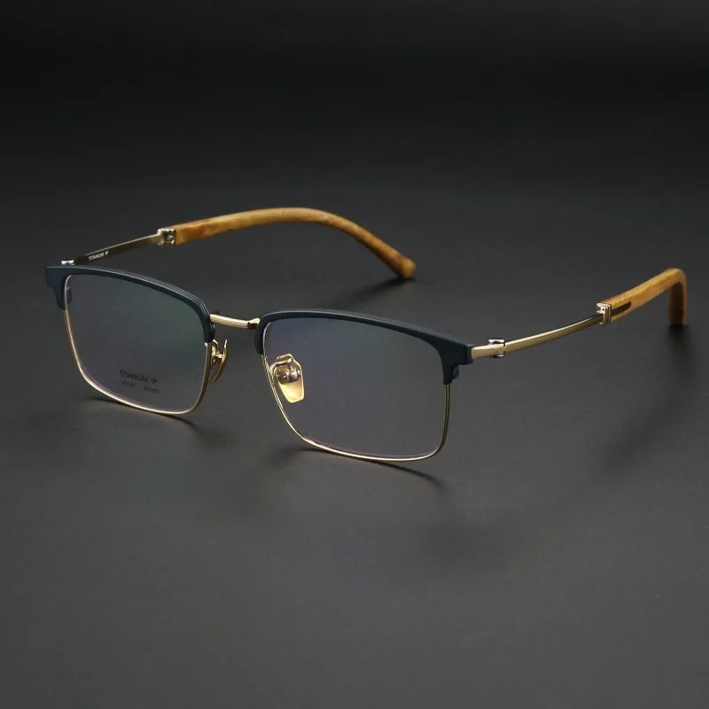 Business Senior Sense Men's Sandalwood Full Frame Fashion Generous Glasses Frame Big Face Can Be Equipped with Myopia Glasses