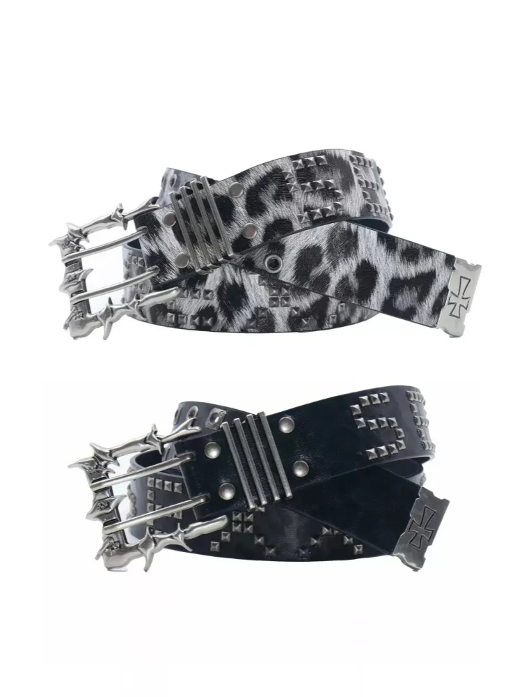 original-design-leopard-print-logo-rivet-double-pin-buckle-punk-hip-hop-high-street-unisex-waist-belt-clothing-accessories