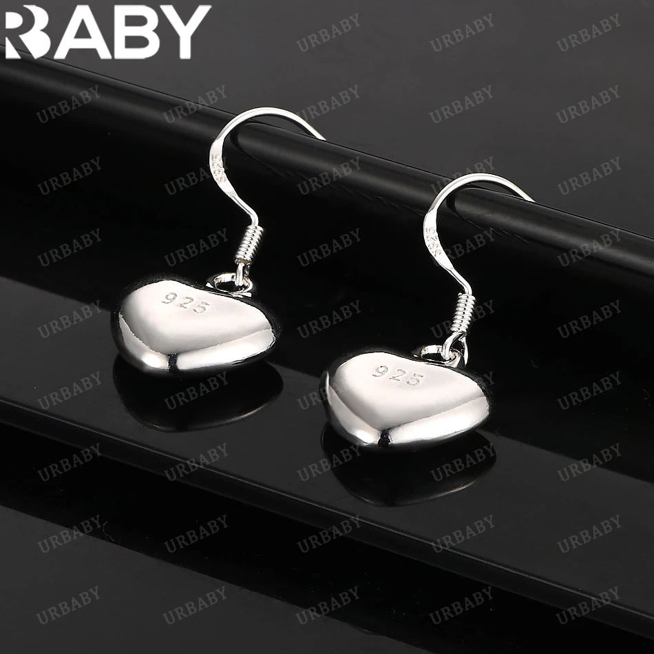 

URBABY 925 Sterling Silver Earrings Small Heart Drop Earrings For Women Charm Fashion Jewelry And Daily Wear