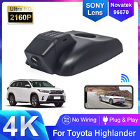 4K 2160P Plug and Play WIFi Car DVR Video Recorder Dual Lens Dashcam for Toyota Highlander Kluger 2017 2018 2019 By APP Control