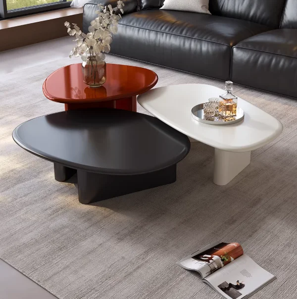 xx-New Italian Light Luxury Coffee Table Set, Irregular Coffee Table Side Table for Small Living Room Home Use&