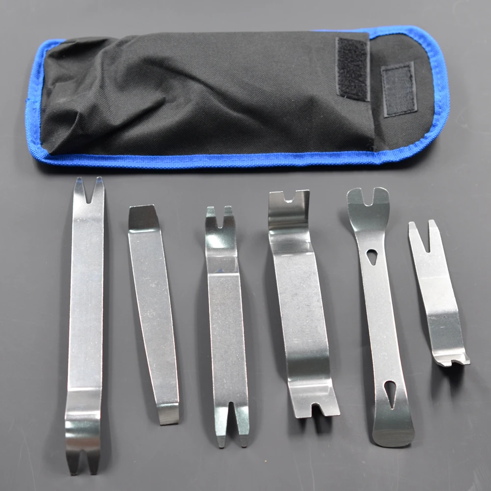 Car Inner Removal Tool 6pcs Kit Auto Car Radio Door Clip Panel Trim Dash Audio Removal Installer Pry Tool with Canvas Bag