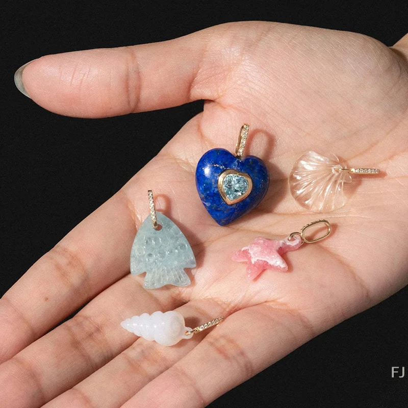 

[YU]Dopamine Colored Drip Oil Simple Love Pendant DIY Necklace Ocean Fish Shell Series Jewelry