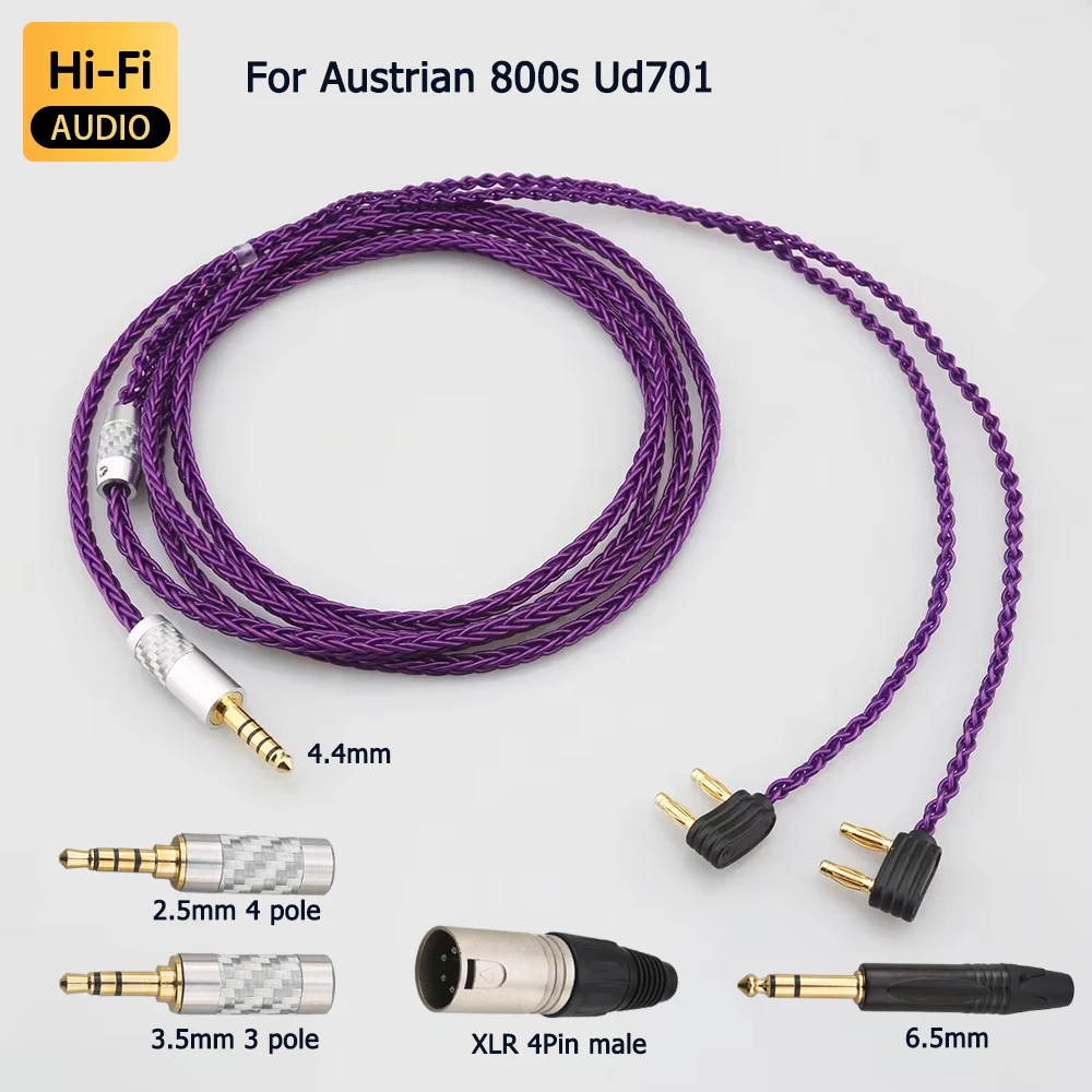 

HIFI-кабель для наушников с серебряным покрытием 3,5 мм, 4,4 мм, XLR для Austrian 800s, Ud701, The Composer, высококачественный аудиокабель