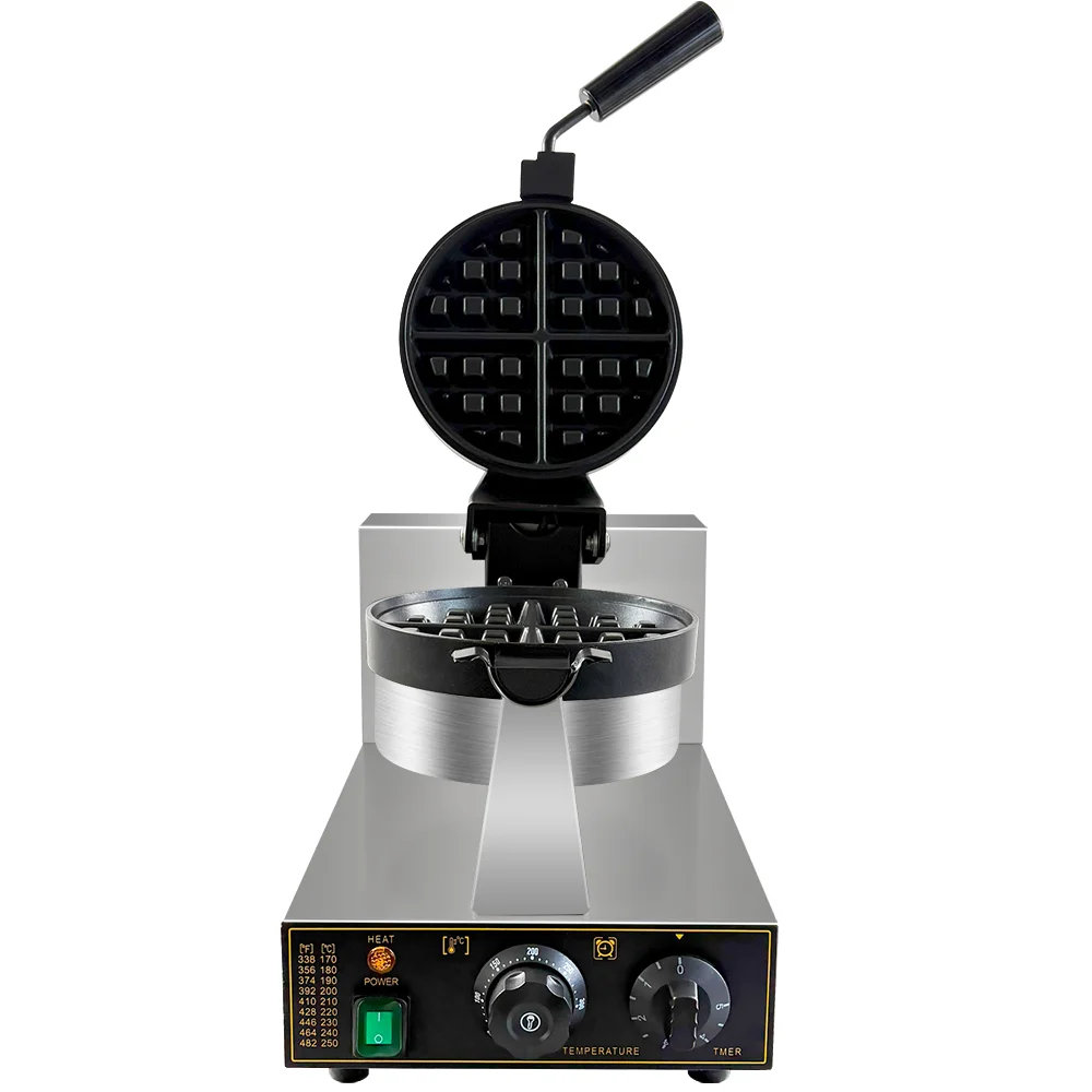 Commercieel wafelijzer, professioneel Belgisch wafelijzer Rond wafelijzer met antiaanbaklaag 180 °   roterende wafelijzermachine