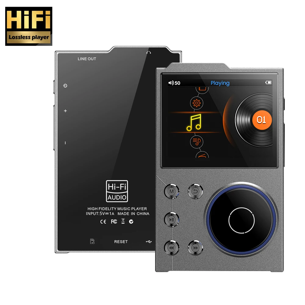 HiFi MP3 Player 16GB Memory 2.4-Inch Screen DSD High-Resolution Digital Audio Music Player 1500mAh Walkman Support BT5.0 Output