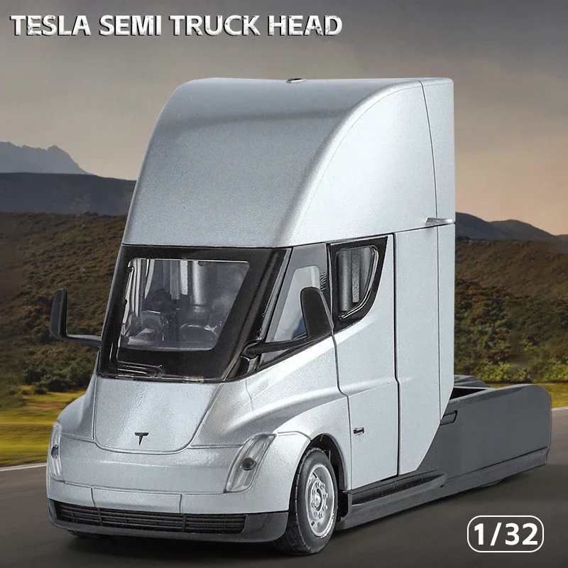 1:32 Tesla SEMI truck Head Alloy Car Diecasts & Toy Vehicles Metal Toy Car Model Sound and light Collection Kids Toy Christmas