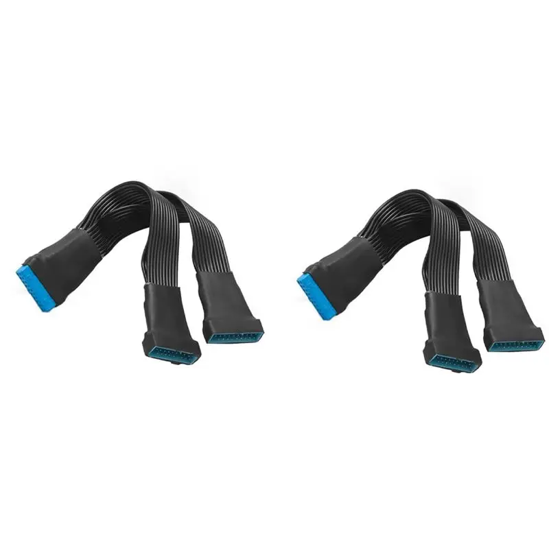 Daily Sale 2X Motherboard USB 3.0 19PIN Header 1To2 Extension Splitter 19Pin 20Pin Internal Extension Header Adapter Cable 15Cm