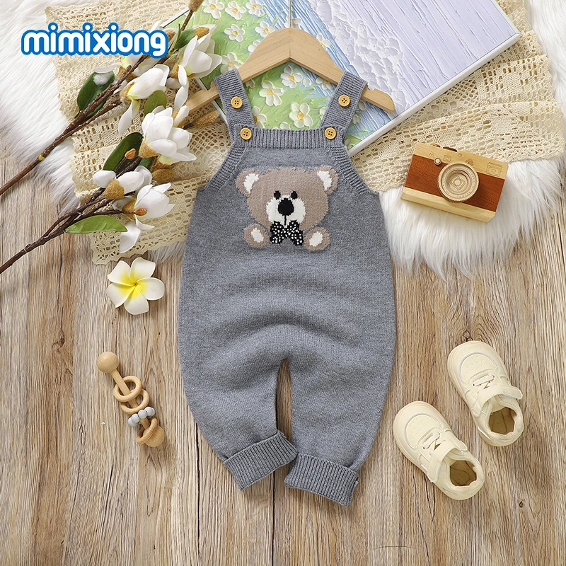 

Baby Sleeveless Rompers Fall Winter Bear Knitted Newborn Infant Boys Girls Pajamas Jumpsuits Outfits 0-18m One Piece Clothes