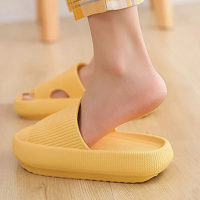 Women\'s Summer 4CM Thick-Soled Sandals Outdoor Beach Home Bathroom Shoes Couple Rubber Plastic Indoor EVA Men\'s Soft Slippers