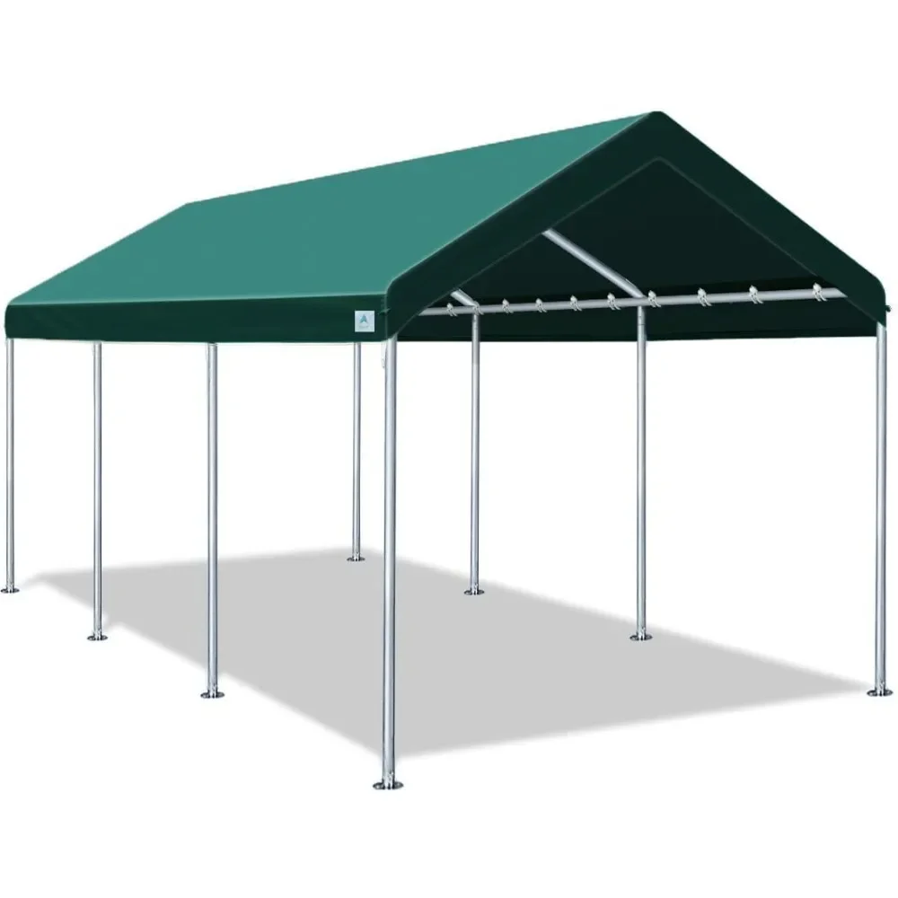 Toldo impermeable para coche, carpa para fiesta en GARAJE, refugio para barco, altura ajustable de 9,5 pies a 11 pies, color verde, 10x20 pies