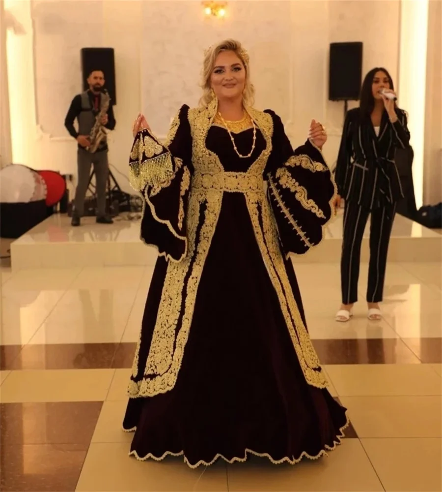 Vestido de noche tradicional albanés Kosovo Dubai Abaya apliques marroquí graduación manga larga talla grande fiesta turca personalizado