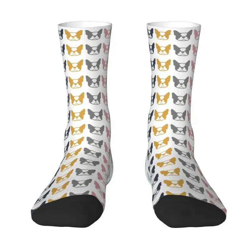 Boston Terriers In A Row Dress Socks Mens Womens Warm Fashion Novelty Multi Colored Boston Dogs Color Series Crew Socks