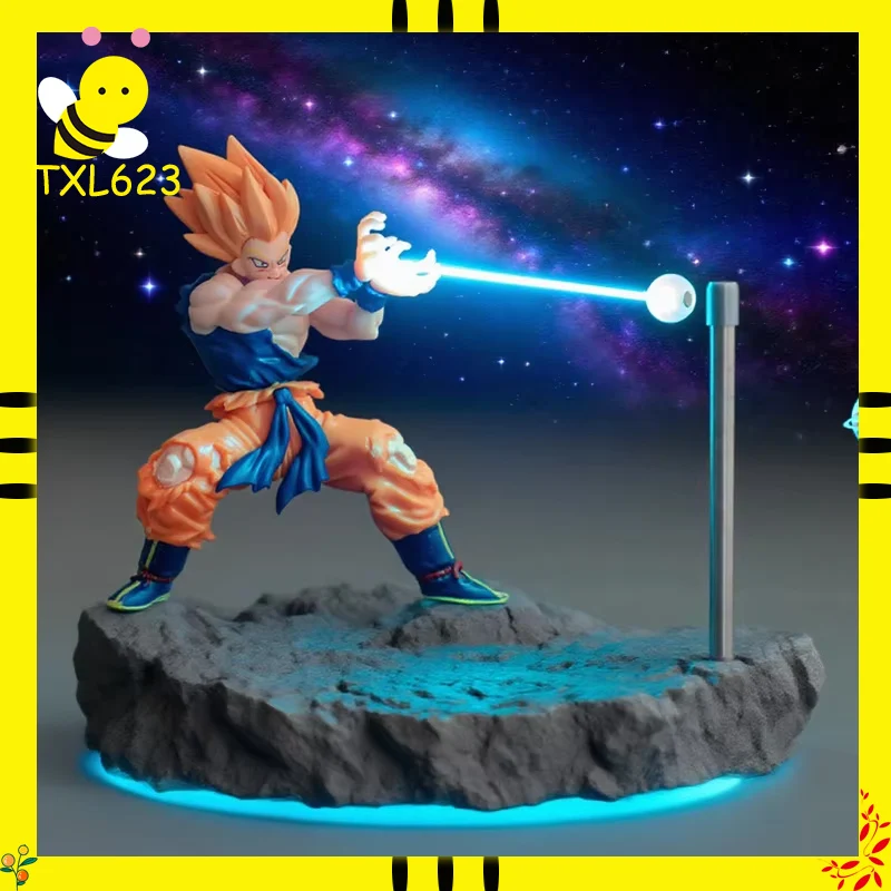 Figurine de dessin animé Dragon Ball Goku, ornement de bureau avec veilleuse, atmosphère magnétique, jouet de collection pour cadeaux Otaku