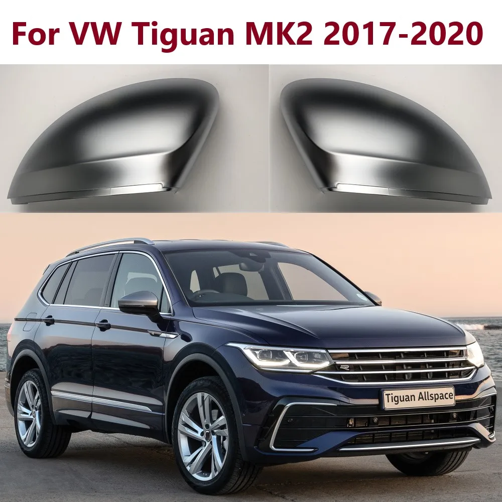 2PCS Rearview Side Wing Mirror Caps Cover For VW Tiguan Allspace L MK2 2017 2018 2019 2020 Replacement Matt Chrome Silver