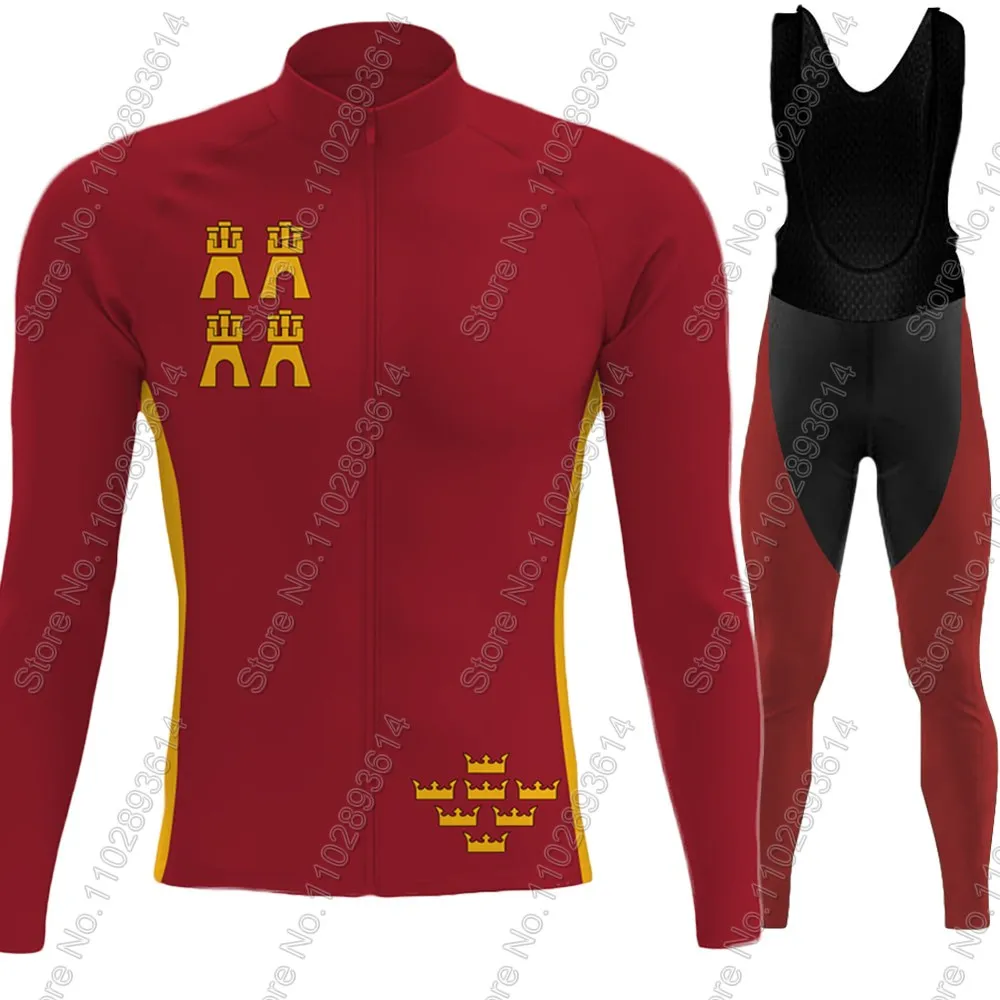 

Флаг региона Мурции Team 2026 Комплект велосипедного трикотажа Испания Красный летний костюм для велоспорта Мужские брюки с длинным рукавом MTB Велосипедные шоссейные брюки Нагрудник