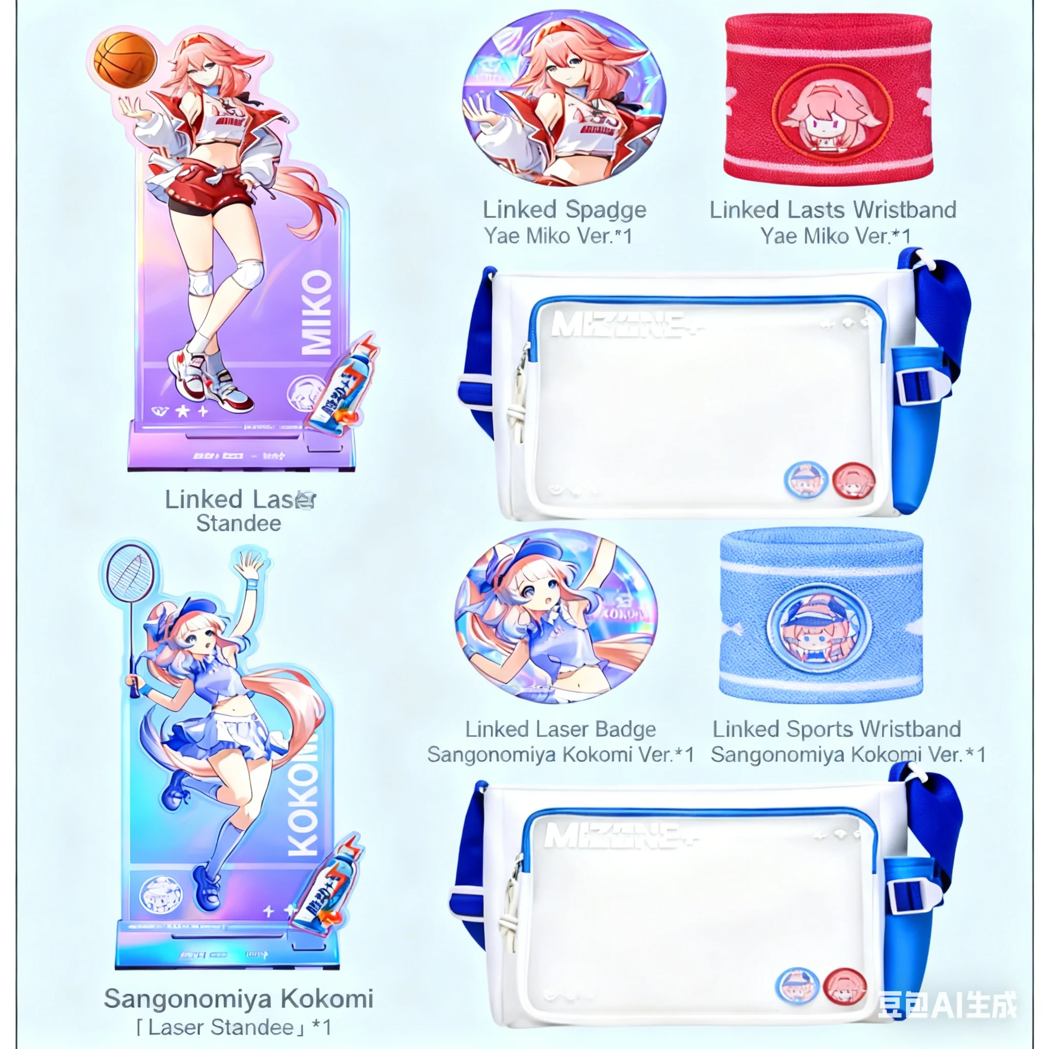 

[Подлинный] Mizone Electrolyte × Genshin Impact совместный товар Yae Miko и значок Kokomi/стенд/сумка/браслет аниме косплей