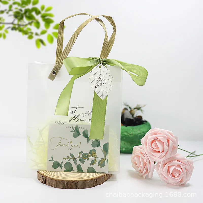 Plastic transparent tote bag gift bag with hand gift small pvc happy candy holiday gift bag high sense
