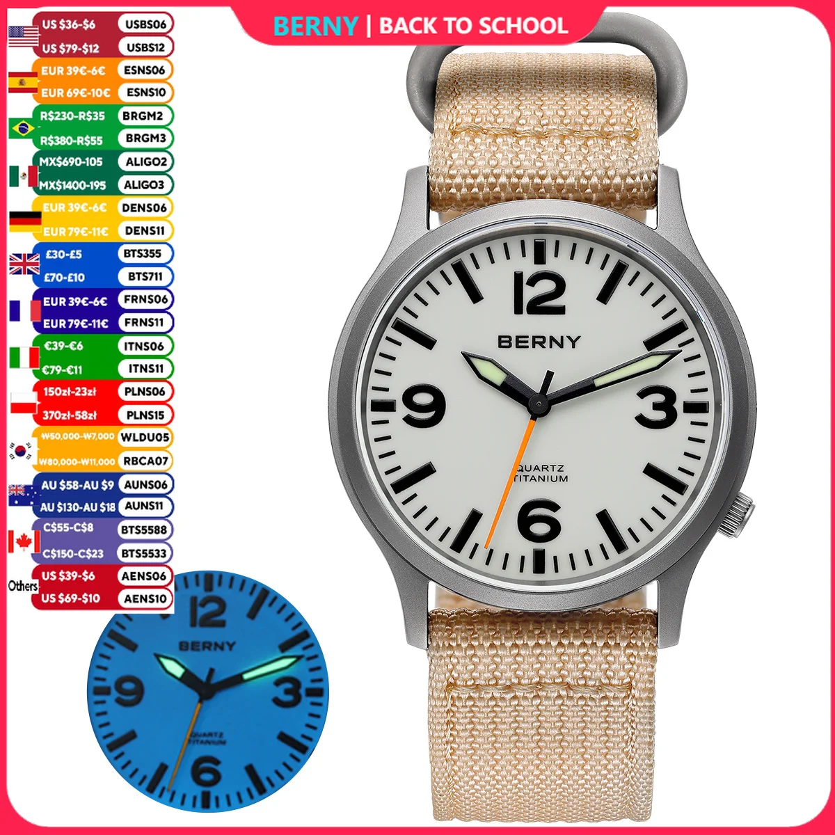 Titanium Sport Watch - Relógios de titânio BERNY para homens,