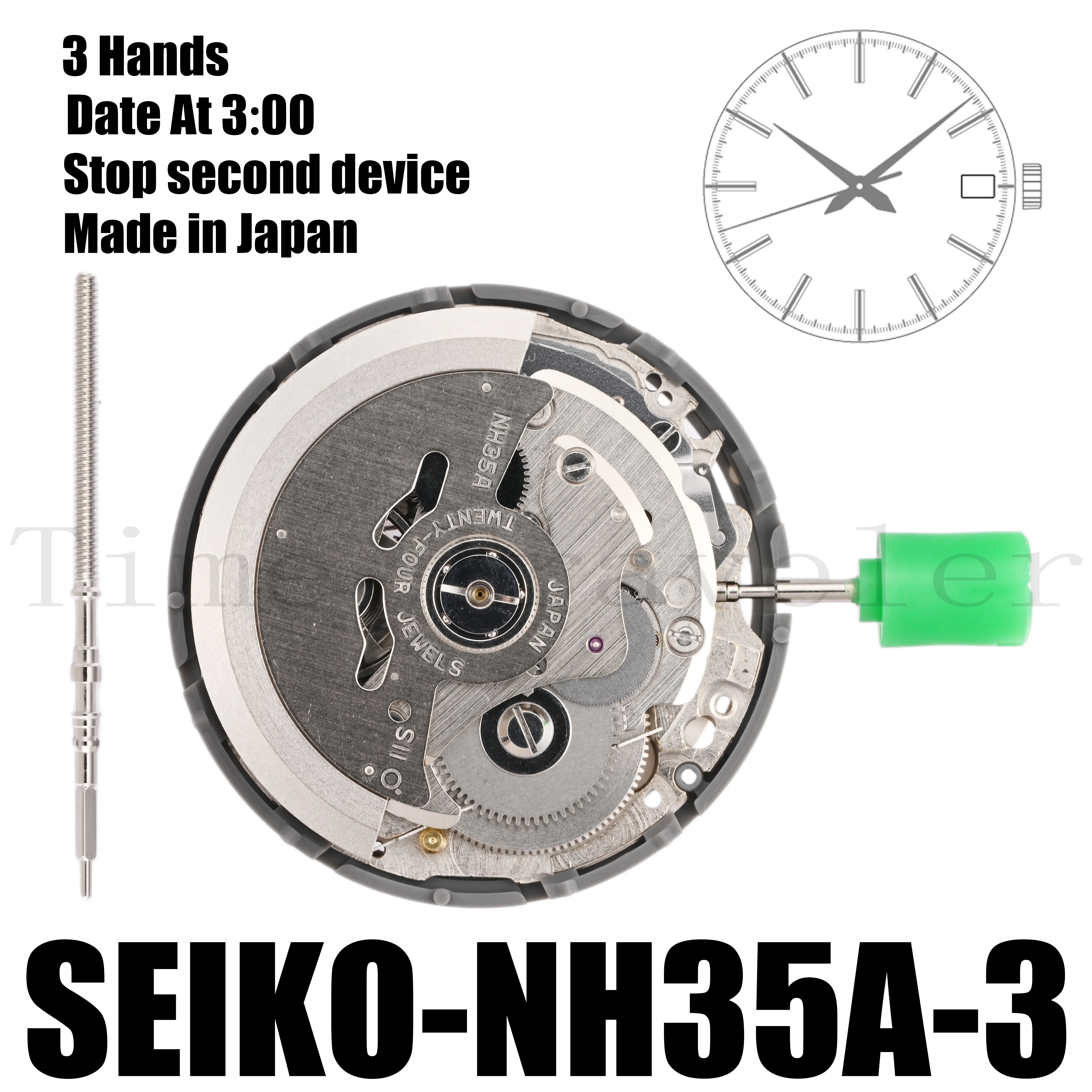 NH35 Movement SEIKO SII NH35A Movement Automatic Mechanical Movement 3 Hands Sweep second Date At 3:00 Japanese assembled