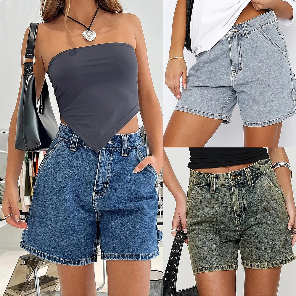 Summer Street Style Washed Denim Jumpsuit Overall Pants Playsuit