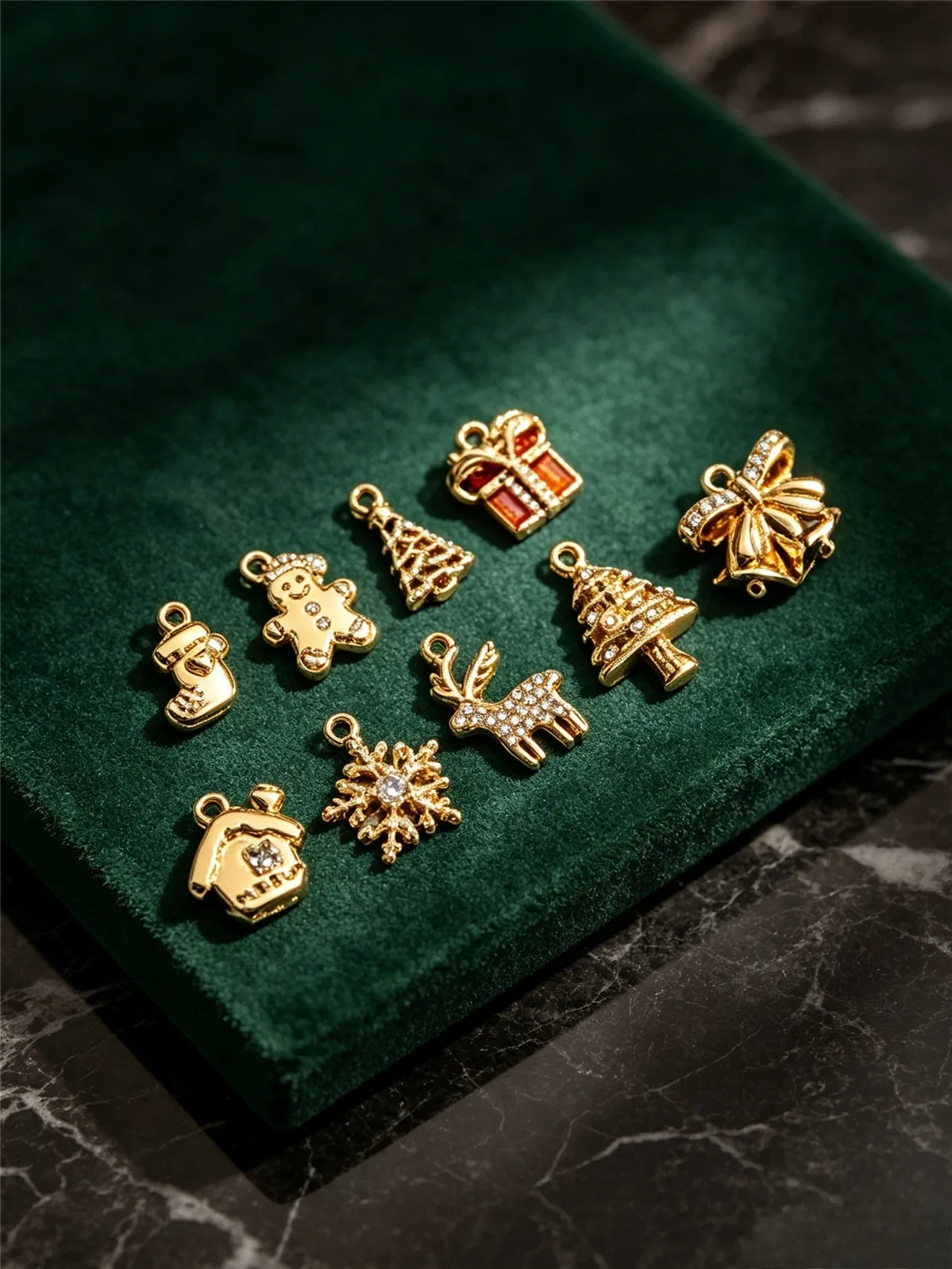 Color Retention 14K Gold Plated Christmas Series Pendants: Bell, Snowman, Glove, Hat, Lollipop, DIY Jewelry Making Accessories