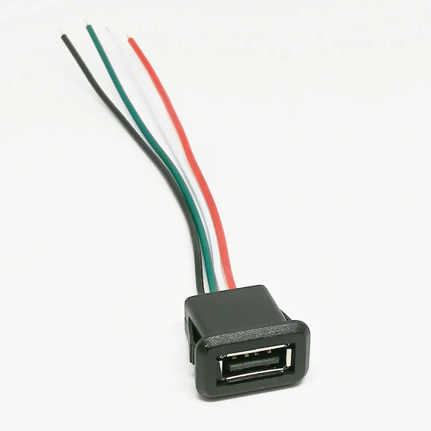 1個 2線式/4線式 USB 2.0 メス電源ジャック USB 2.0 充電ポートコネクタ ケーブル付き 電気端子 USB充電ソケット
