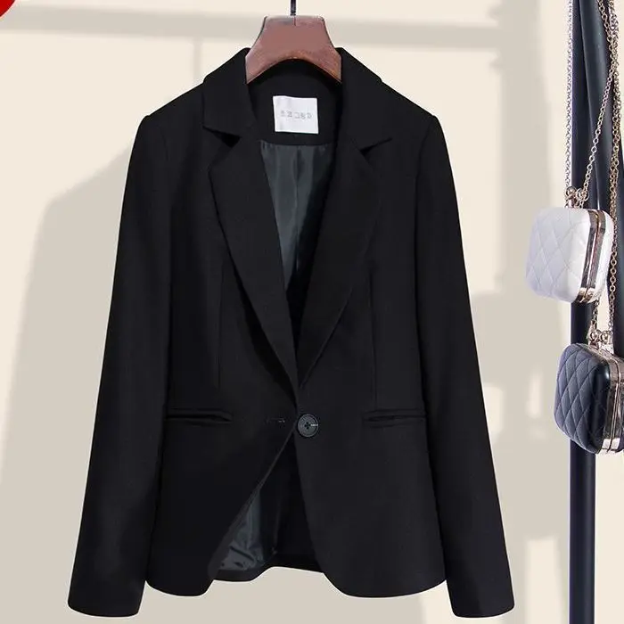 여성용 블레이저 여름 패션 루즈핏 작은 수트 유럽 미국 스타일 단색 칼라 반팔