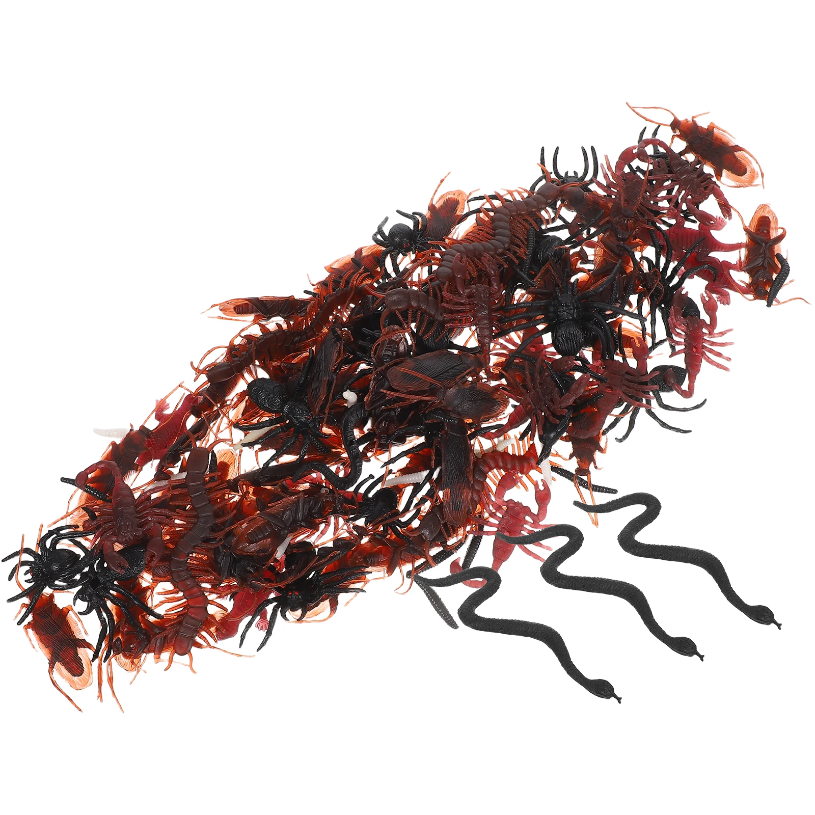 

148pcs Fake Spider Snake Worm Scorpion Gecko Decoration Halloween Party Trick April Fools Day Prank Props Plastic Insect Animal