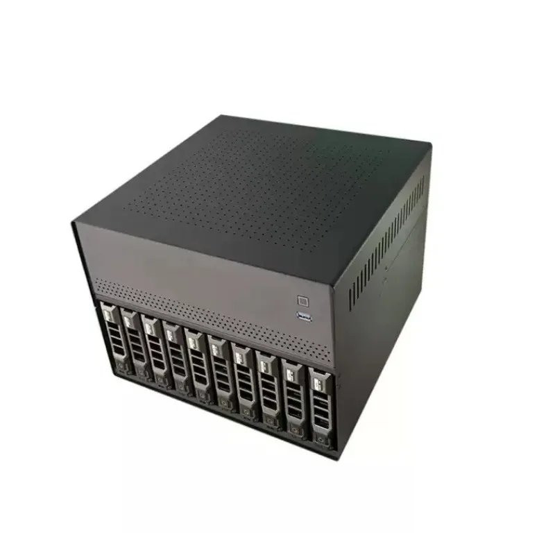 No Pallet 0.8mm MATX NAS Case with 10+2 Disk Positions - 1U PCI-E Power Supply for DIY Network Storage
