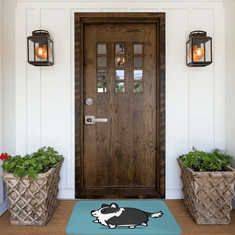 Cute Border Collie Doormat Back Carpet Mat Footpad Polyester Anti-slip Cushion Entrance Kitchen Bedroom Balcony Toilet