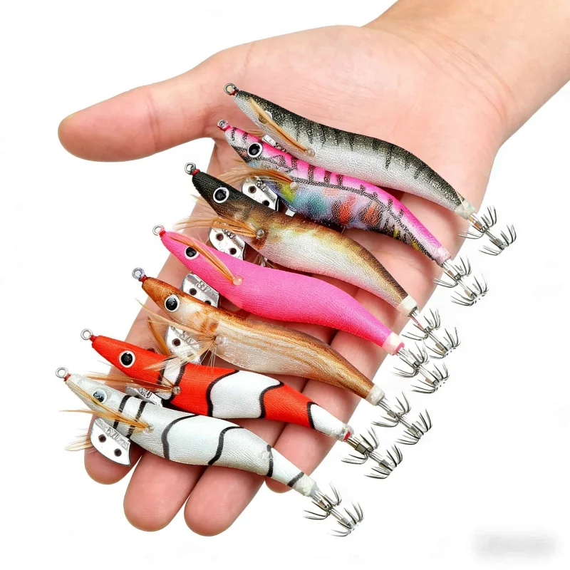 

10-цветная светящаяся деревянная приманка-креветка (2.5, 3.0, 3.5) – специальная бионическая приманка для морской рыбалки на басса и красного морского окуня (искусственная приманка)