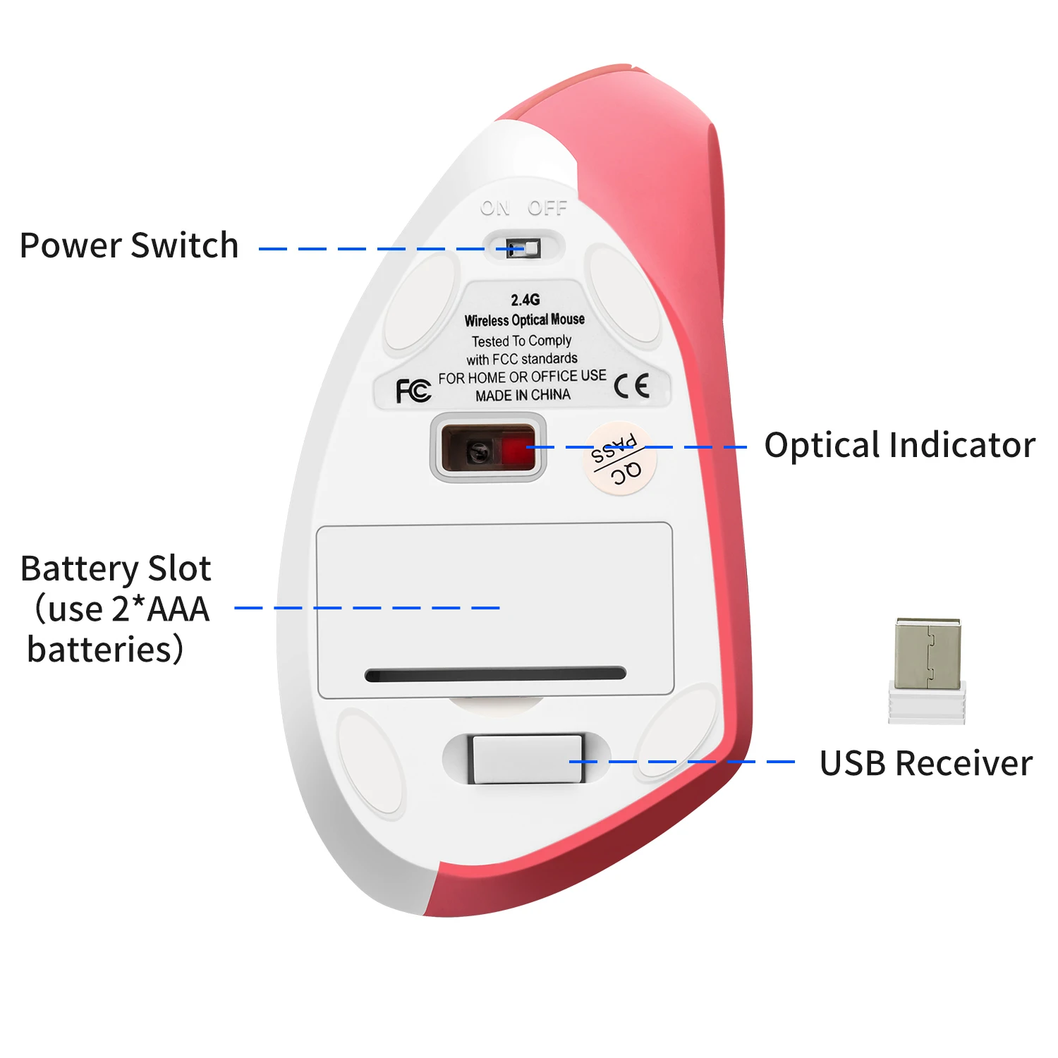 Rato vertical sem fio ergonômico do jogo da mão direita dos ratos 1600dpi usb ótico pro computador mause backlit gamer mouse para o portátil