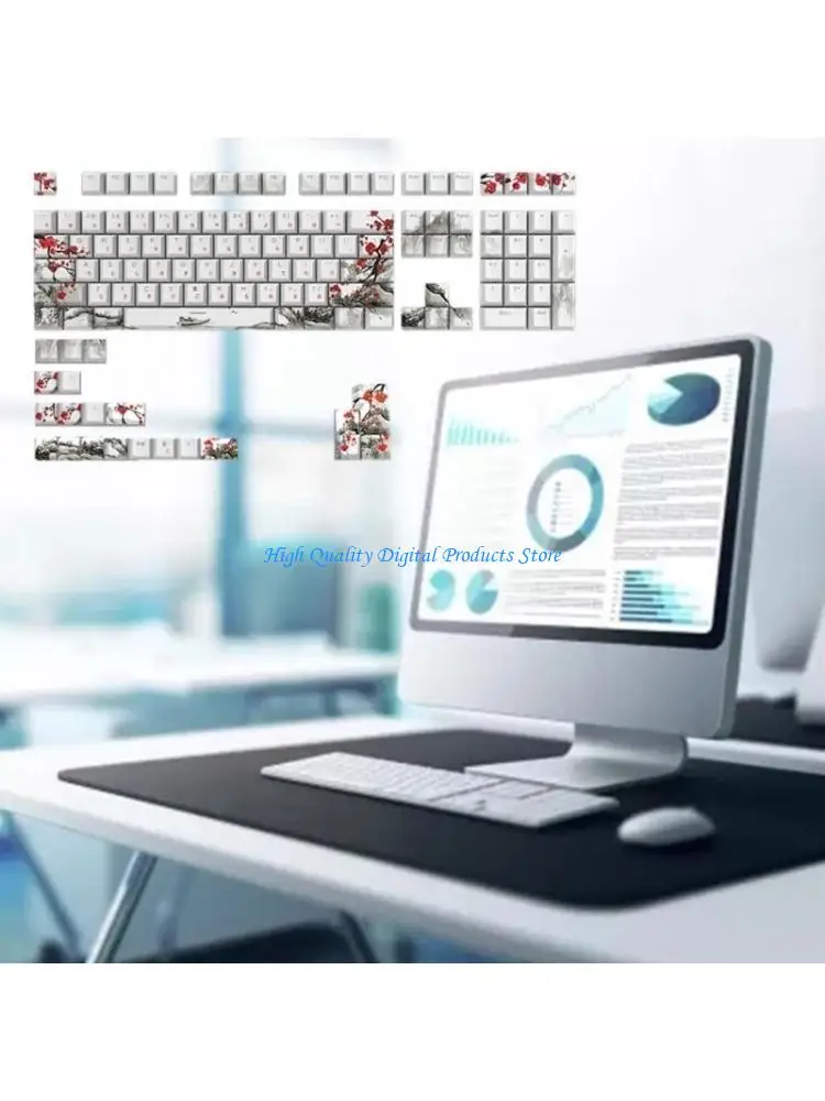 

U2JE 129pcs KeyCapplum Blossom Тема CherryProfile Keycap Российский корейский япон