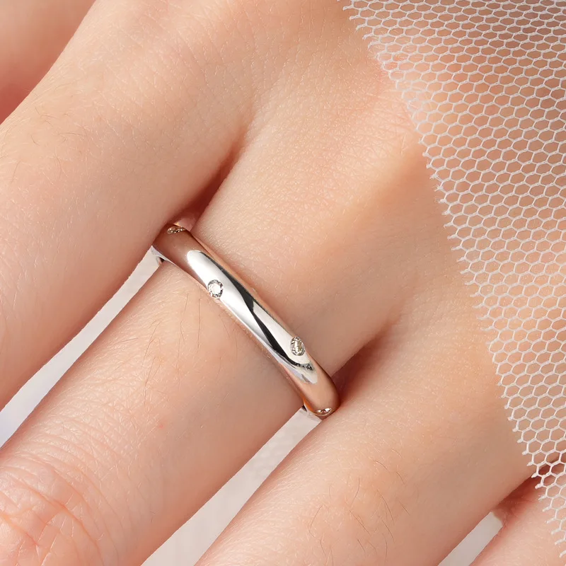 TBCYD 1.6MM D Color Round Cut Moissanite Minimalist Rings S925 Sterling Silver 18K gold plated For Women Fine Jewelry Party Gift