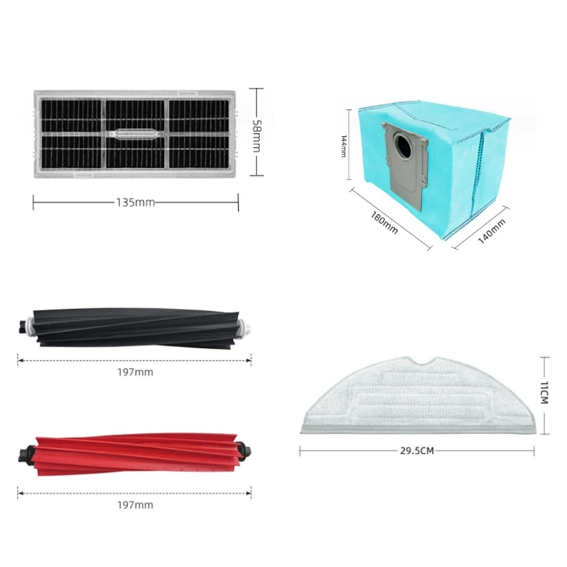 قطع غيار لـ roborock s8 pro ultra s8 + s8 ، 13 قطعة ، فرش جانبية رئيسية ، قماش ممسحة ، فلاتر غبار ، ملحقات