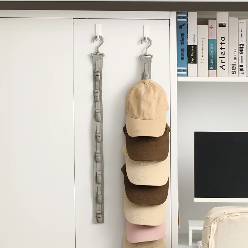 Porta cappelli per guardaroba, corda sospesa, clip per riporre cappelli, organizer per cappelli, display per berretti da baseball, porta dell'armadio e camera da letto