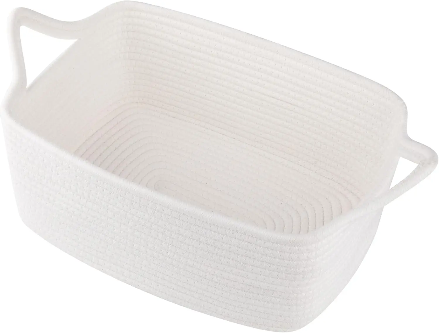 

Woven Storage Basket with Handles, Cotton Rope Basket for Baby Shower Gifts, Toy Organizer, Nursery Decor, 13.5x10x6in White