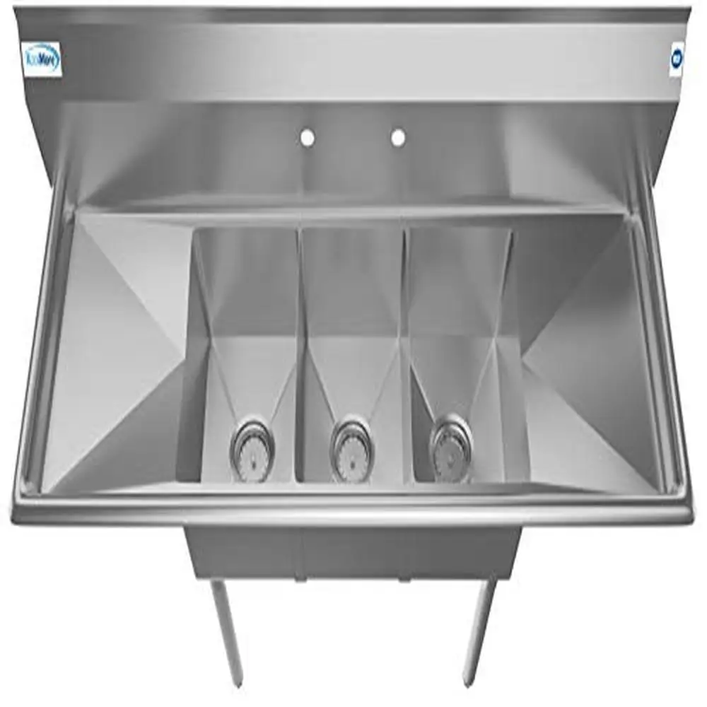 Commercial Kitchen Sink Stainless Steel 3 Compartment NSF Right Left Drainboards 10