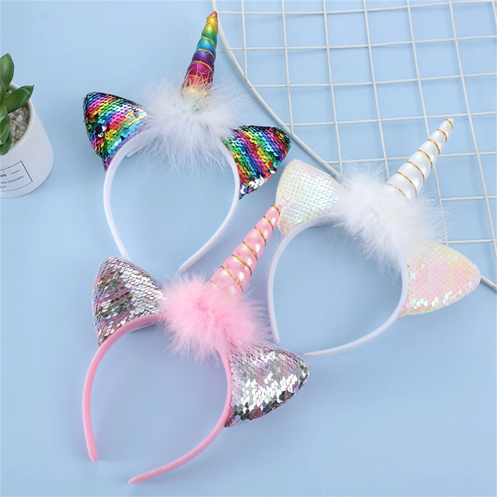 LED Light Unicorn Headband for Kids, Cartoon Headwear, Acessórios para Cabelo, Tema Arco-íris, Decoração de Festa, Aniversário da Menina